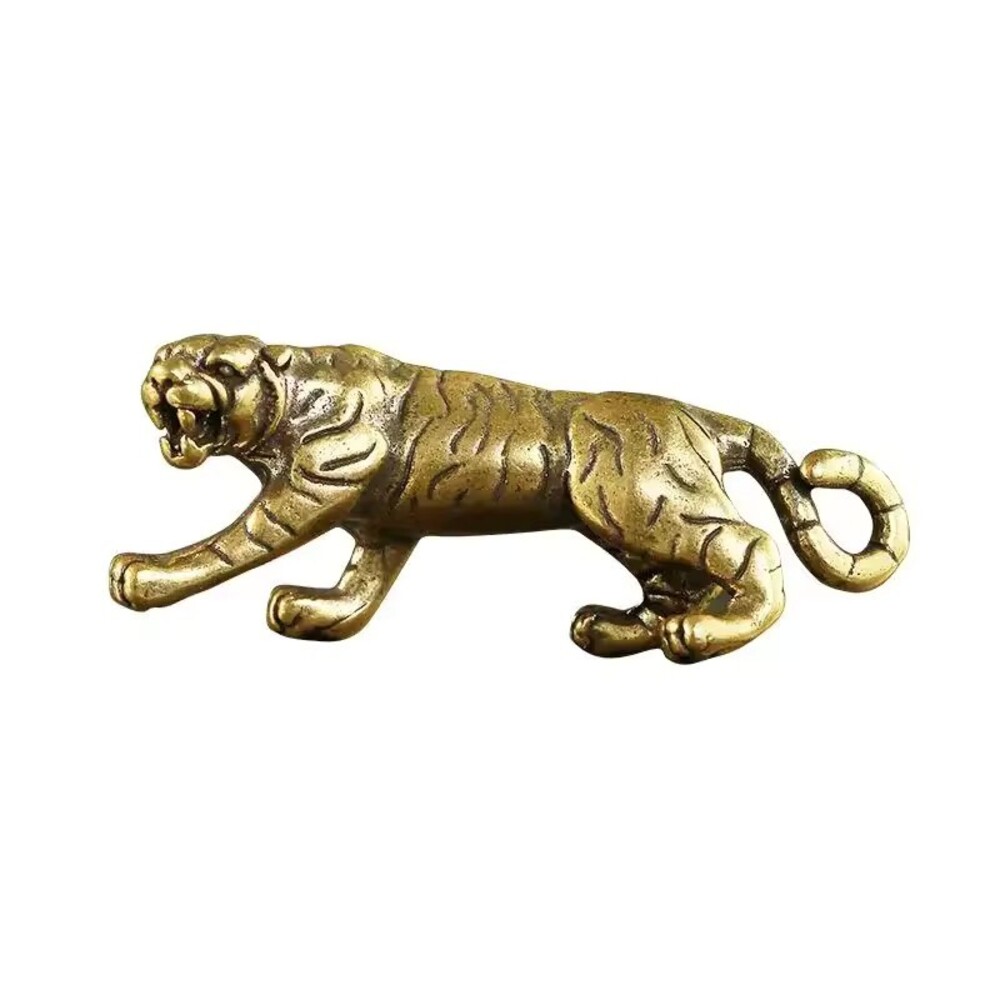 Antique Copper Tiger King Figurines Home Decor Accessories Vintage Brass Animal